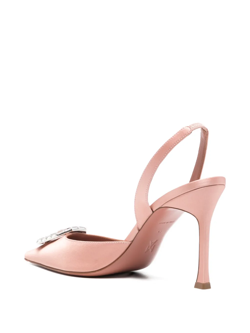 Amina Muaddi 100mm Camelia Slingback Embellished 90 Pump In Pink