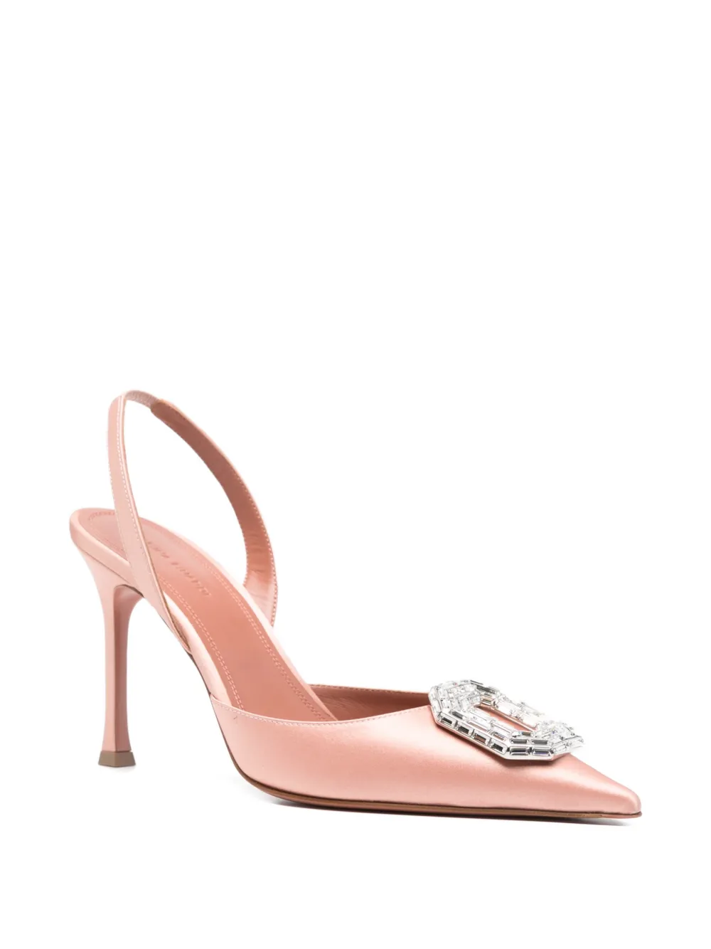 Amina Muaddi 100mm Camelia Slingback Embellished 90 Pump In Pink
