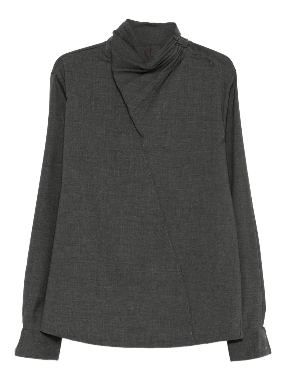 J.LAL high-neck gathered-detail shirt | Grey | Image 1