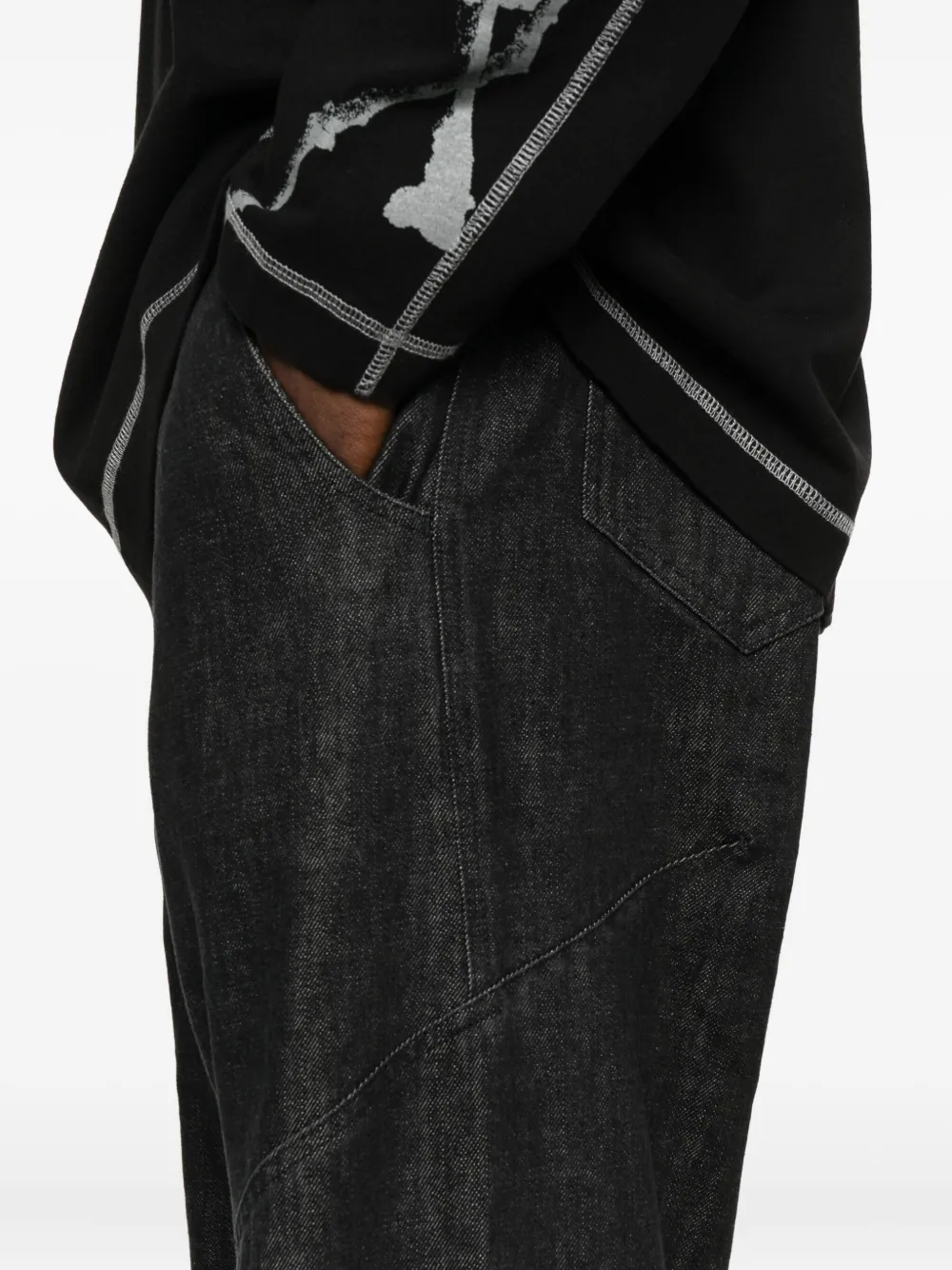 J.lal Button-fly Panelled Jeans In Blue
