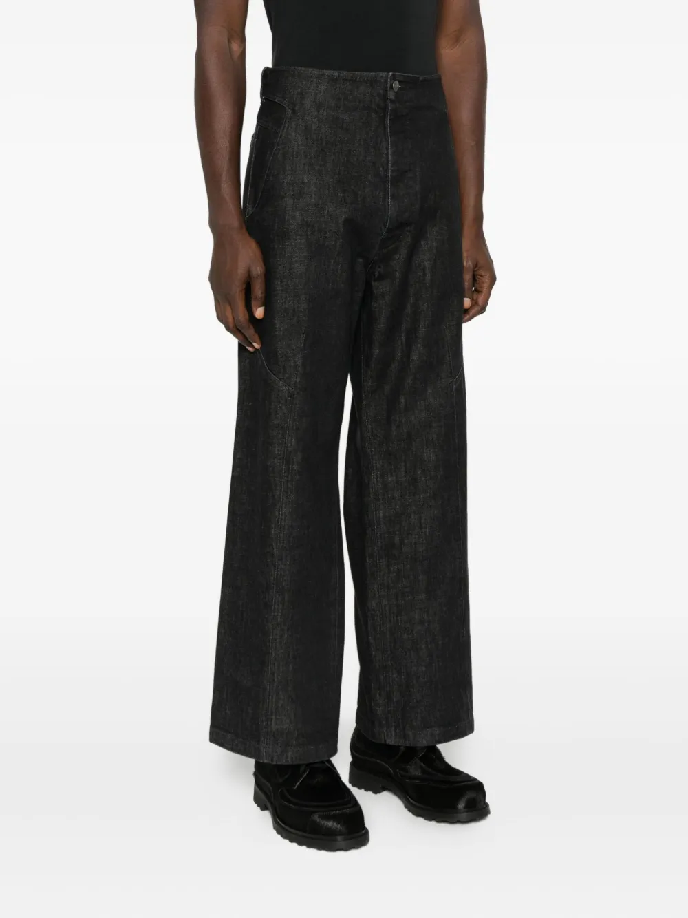 J.lal Button-fly Panelled Jeans In Blue