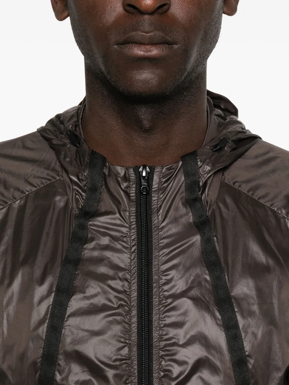 J.lal Hooded Panelled Jacket In Brown