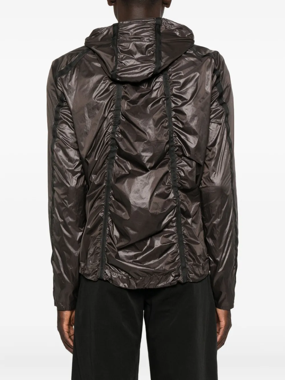 J.lal Hooded Panelled Jacket In Brown