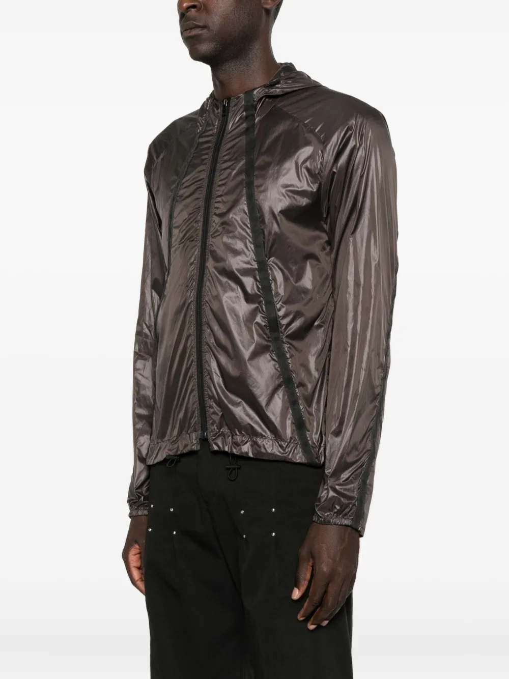 J.lal Hooded Panelled Jacket In Brown