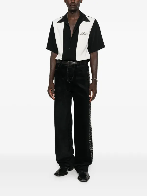 AMIRI floral-collar Panelled Shirt | Black | FARFETCH IN
