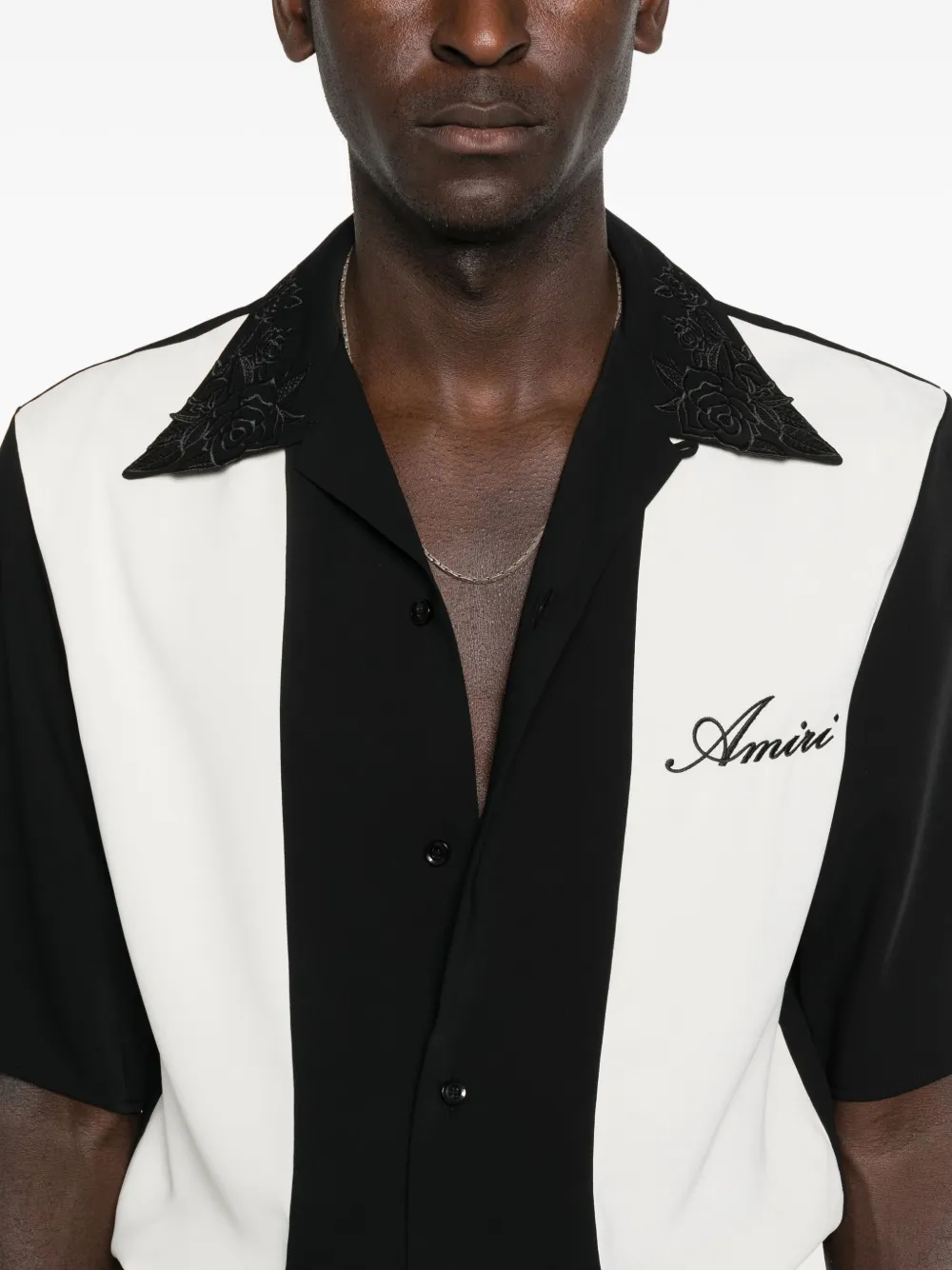 AMIRI Overhemd met bloemenkraag en vlakken Zwart