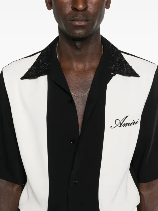 AMIRI floral-collar Panelled Shirt | Black | FARFETCH IN
