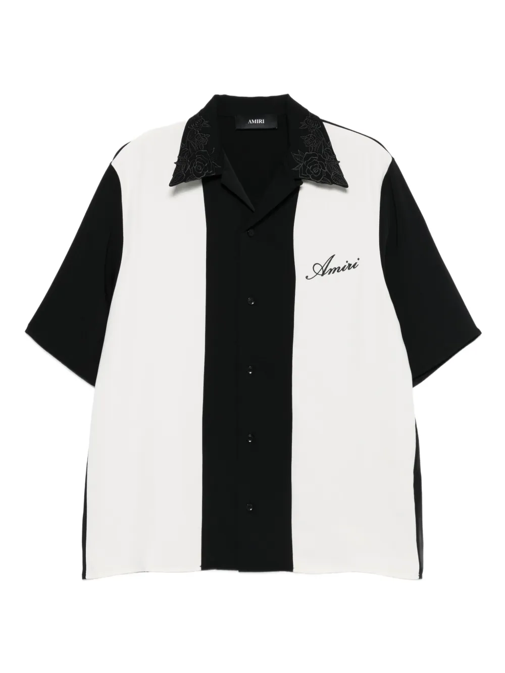 AMIRI floral-collar panelled shirt | Black | Image 1