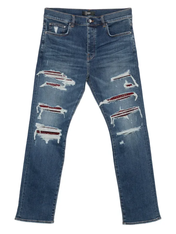 AMIRI ダメージ ジーンズ | ブルー | FARFETCH JP