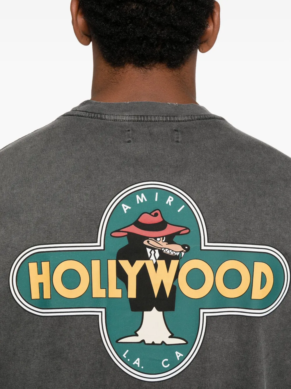 Amiri Logo Graphic Print Crewneck T-shirt In Gray