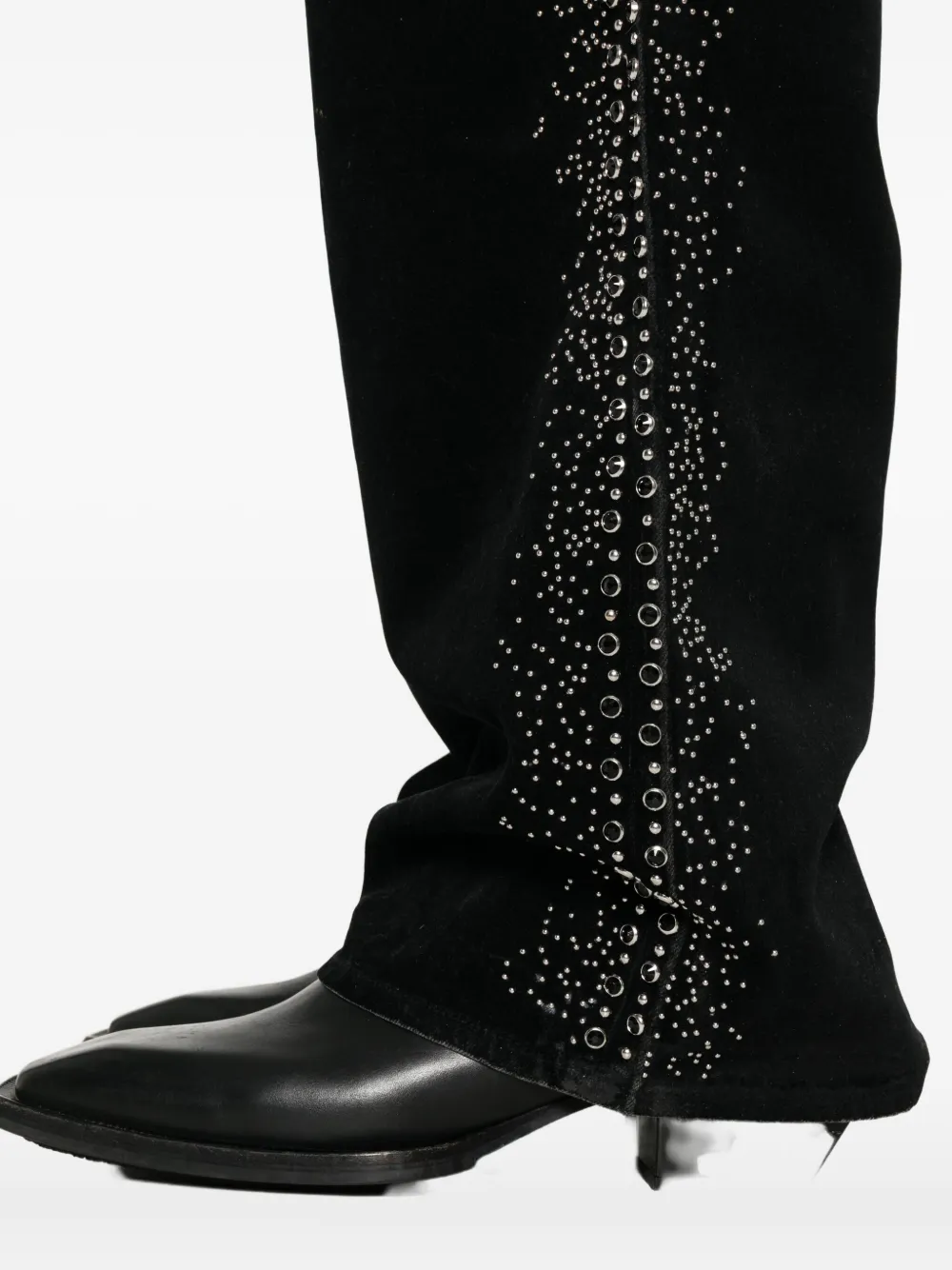 Amiri Embellished Velvet Jeans In Black