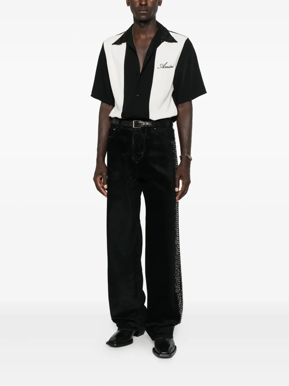 AMIRI embellished velvet jeans - Zwart