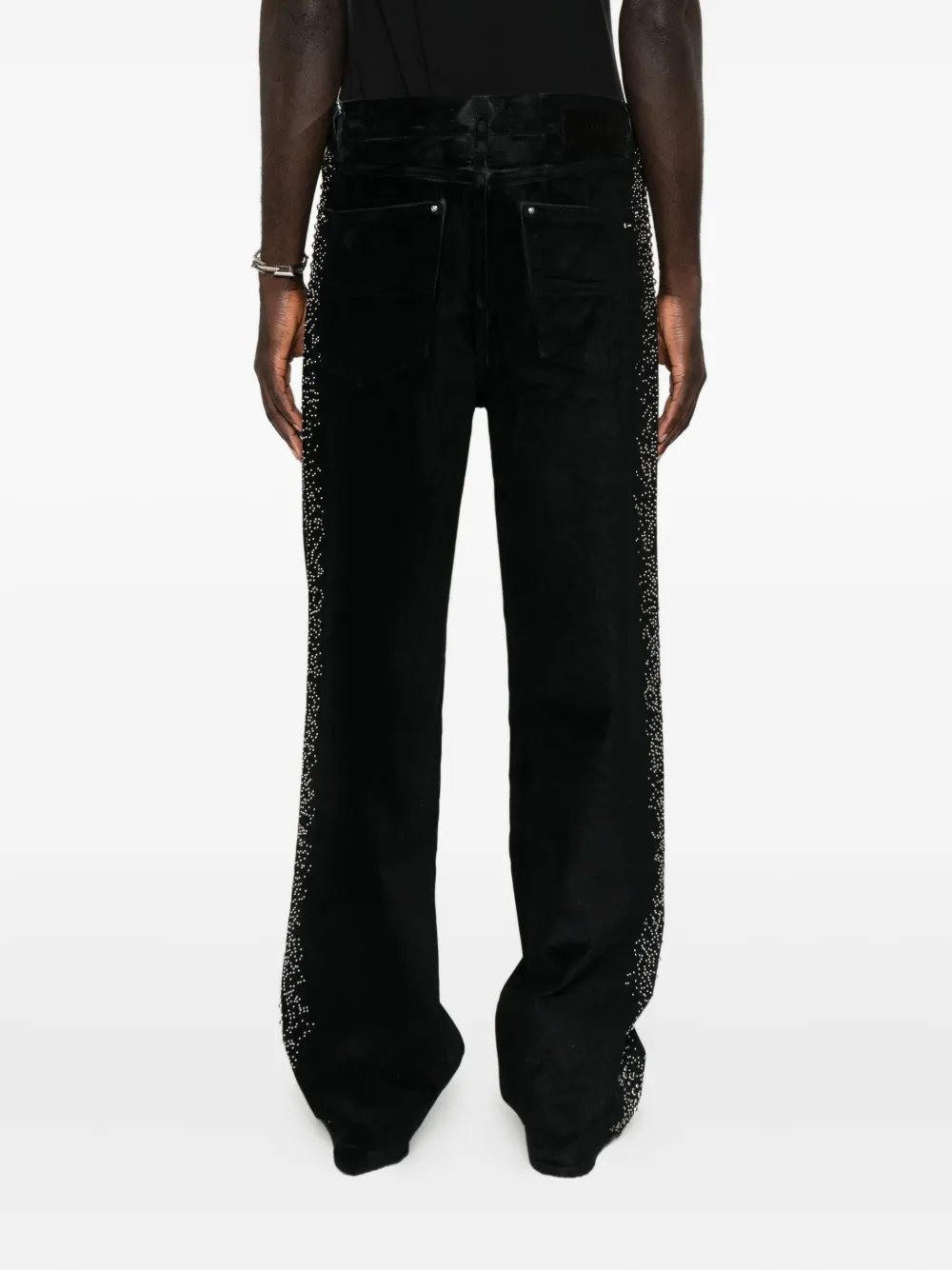 Amiri Embellished Velvet Jeans In Black