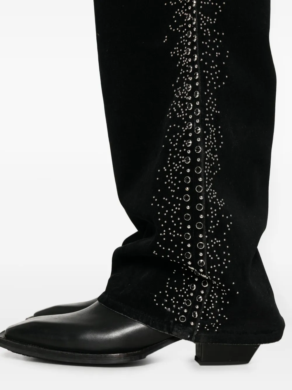 AMIRI Verfraaide fluwelen jeans Zwart