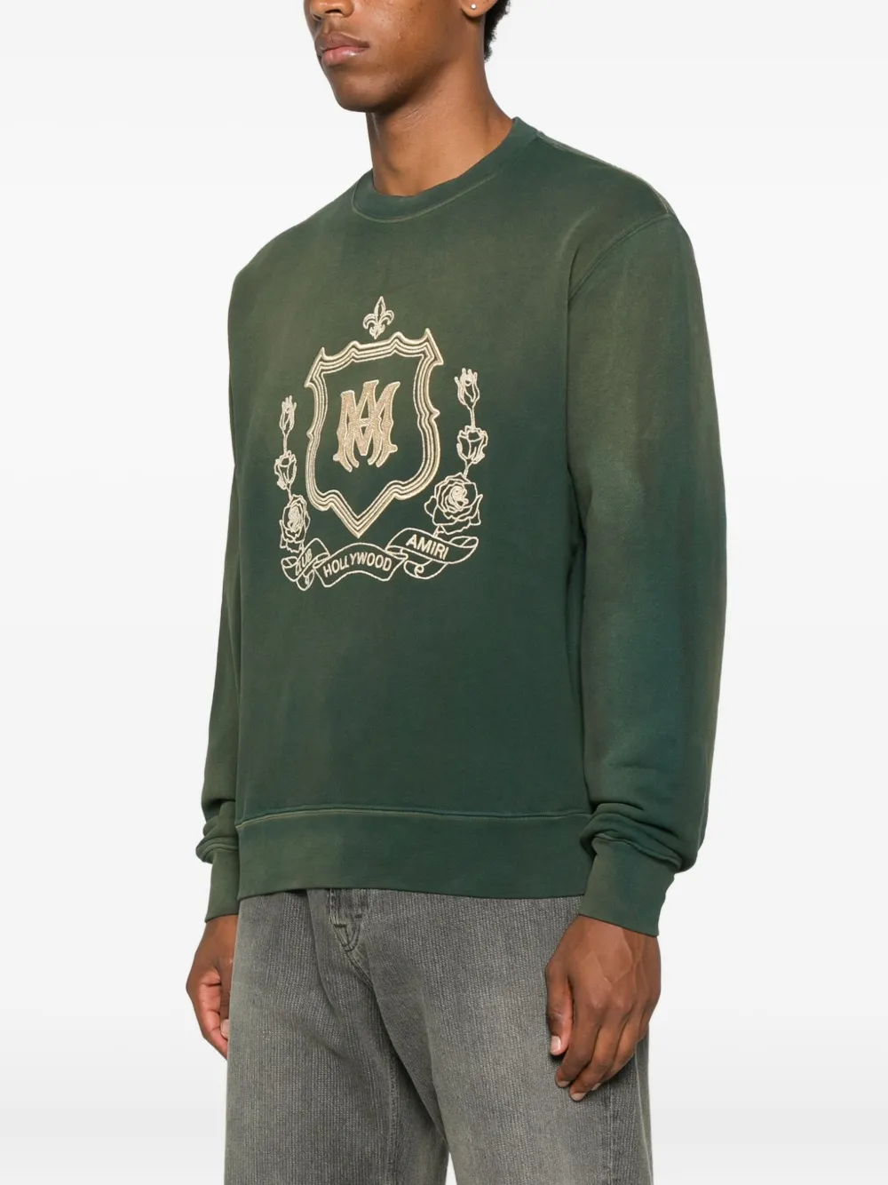 Amiri Crest-embroidered Sweatshirt In Green