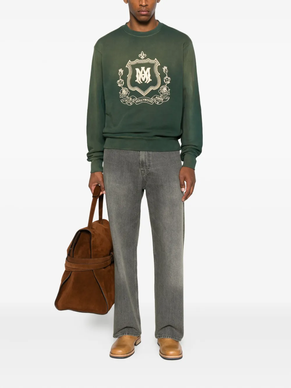 AMIRI crest-embroidered sweatshirt - Groen
