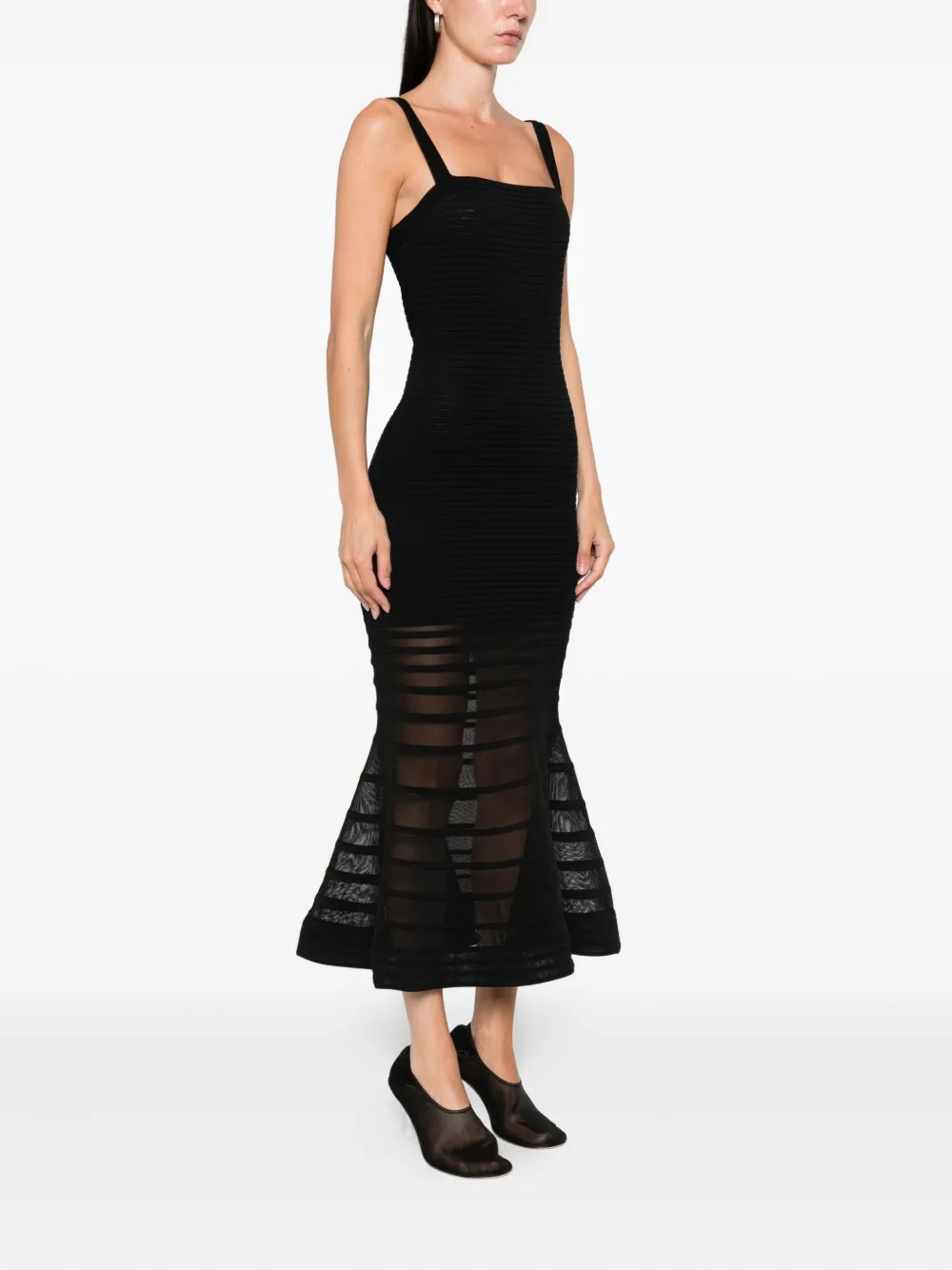 Simkhai Vallarie ribbed midi dress Zwart