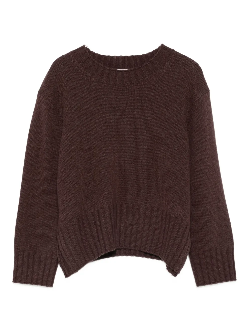 Loulou De Saison Brown Mora Lds Cropped Cashmere Sweater In Brown