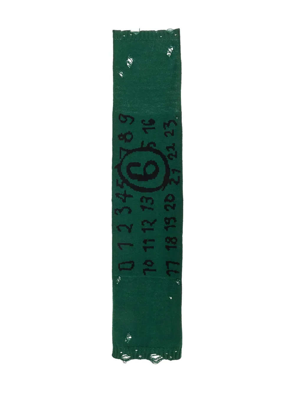 MM6 Maison Margiela number-motif scarf - Verde