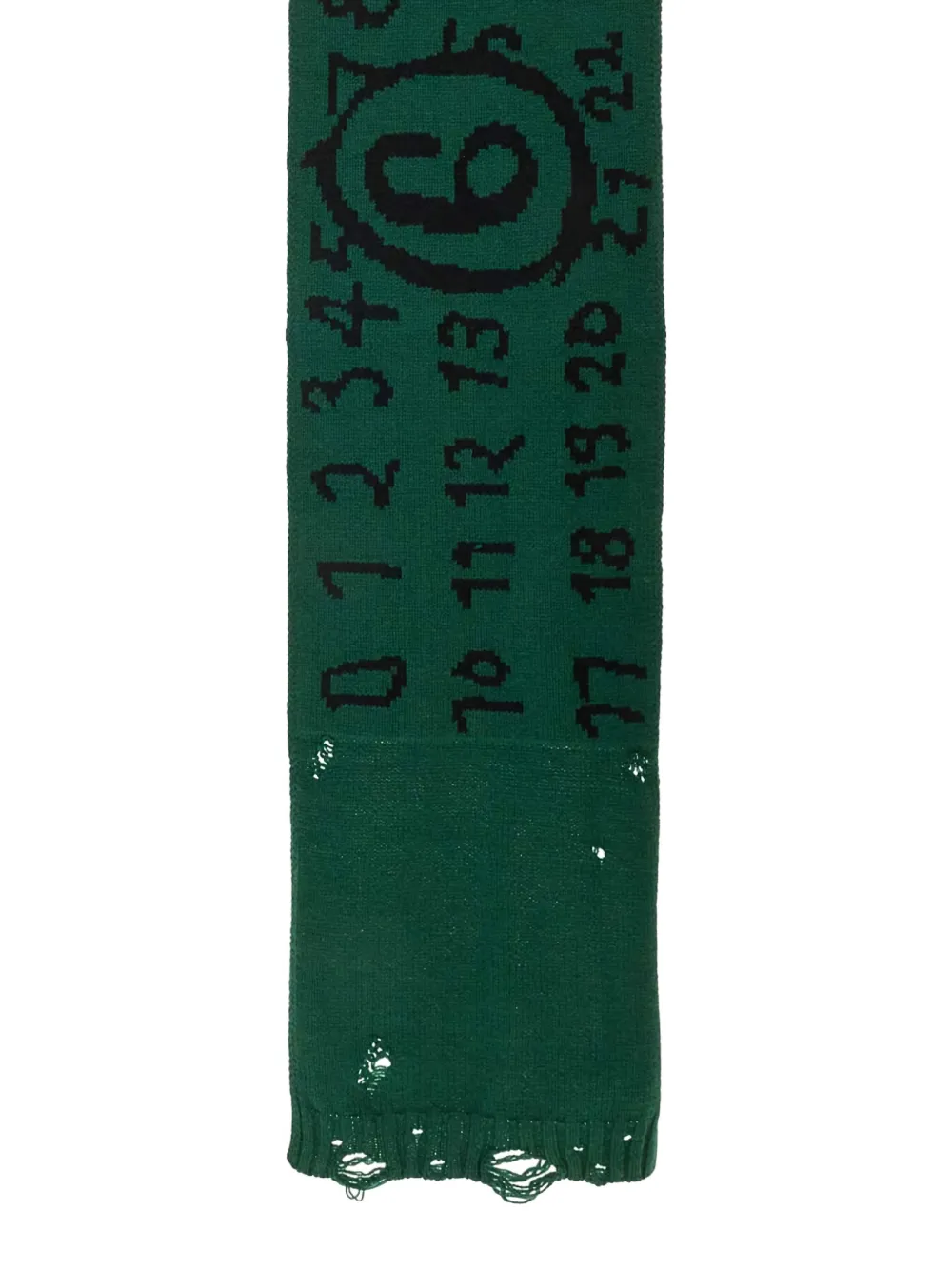 MM6 Maison Margiela number-motif scarf - Groen