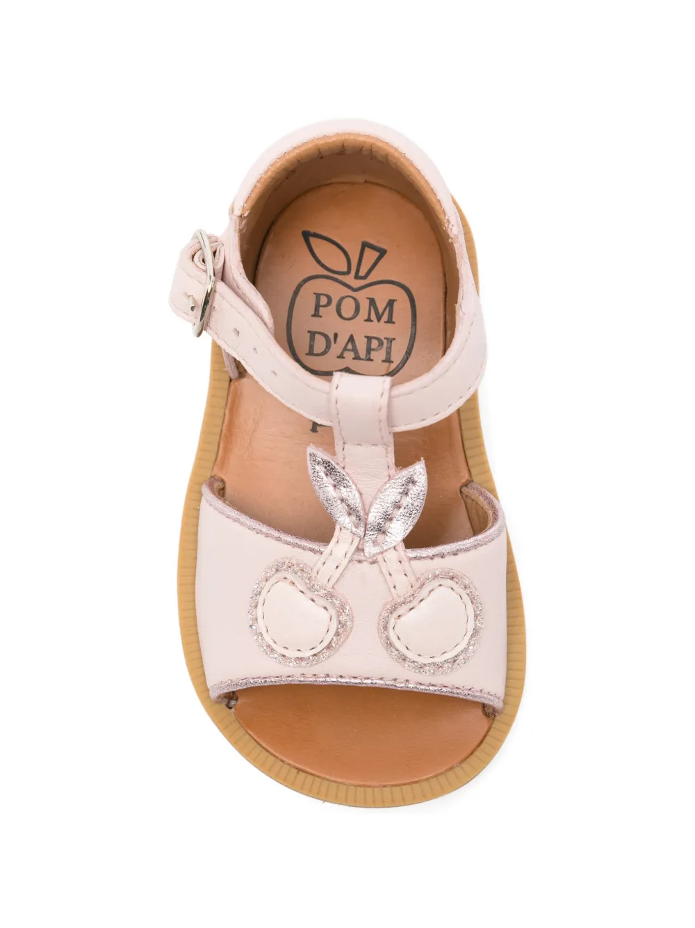  Pom D'api Cherry-appliqué Leather Sandals - Rose 