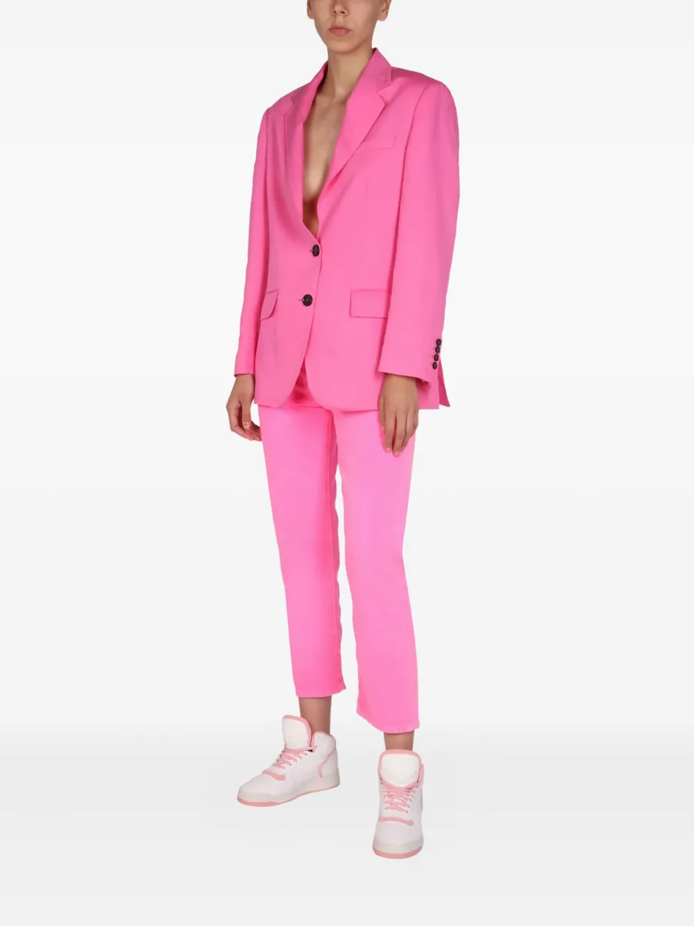 Msgm Single-breasted Blazer In Pink