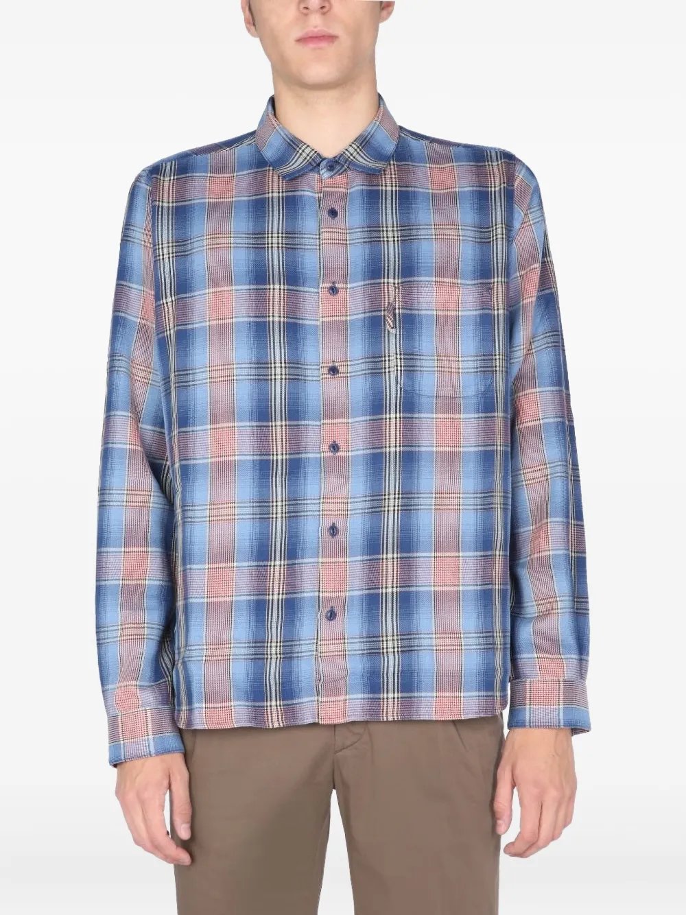 YMC checked-pattern pocket shirt | Blue | Image 1