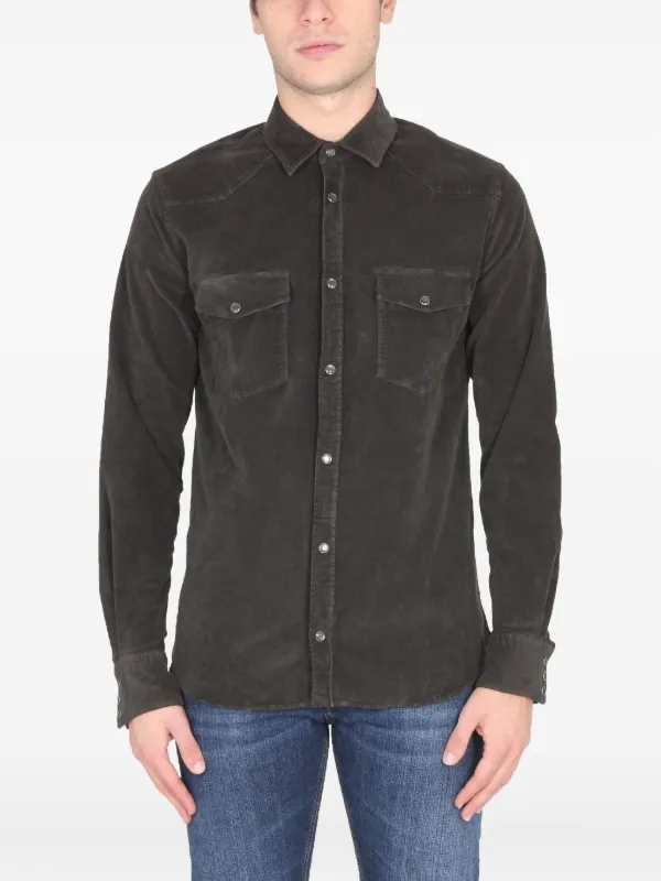 PT Torino Pocket Corduroy Shirt in Brown