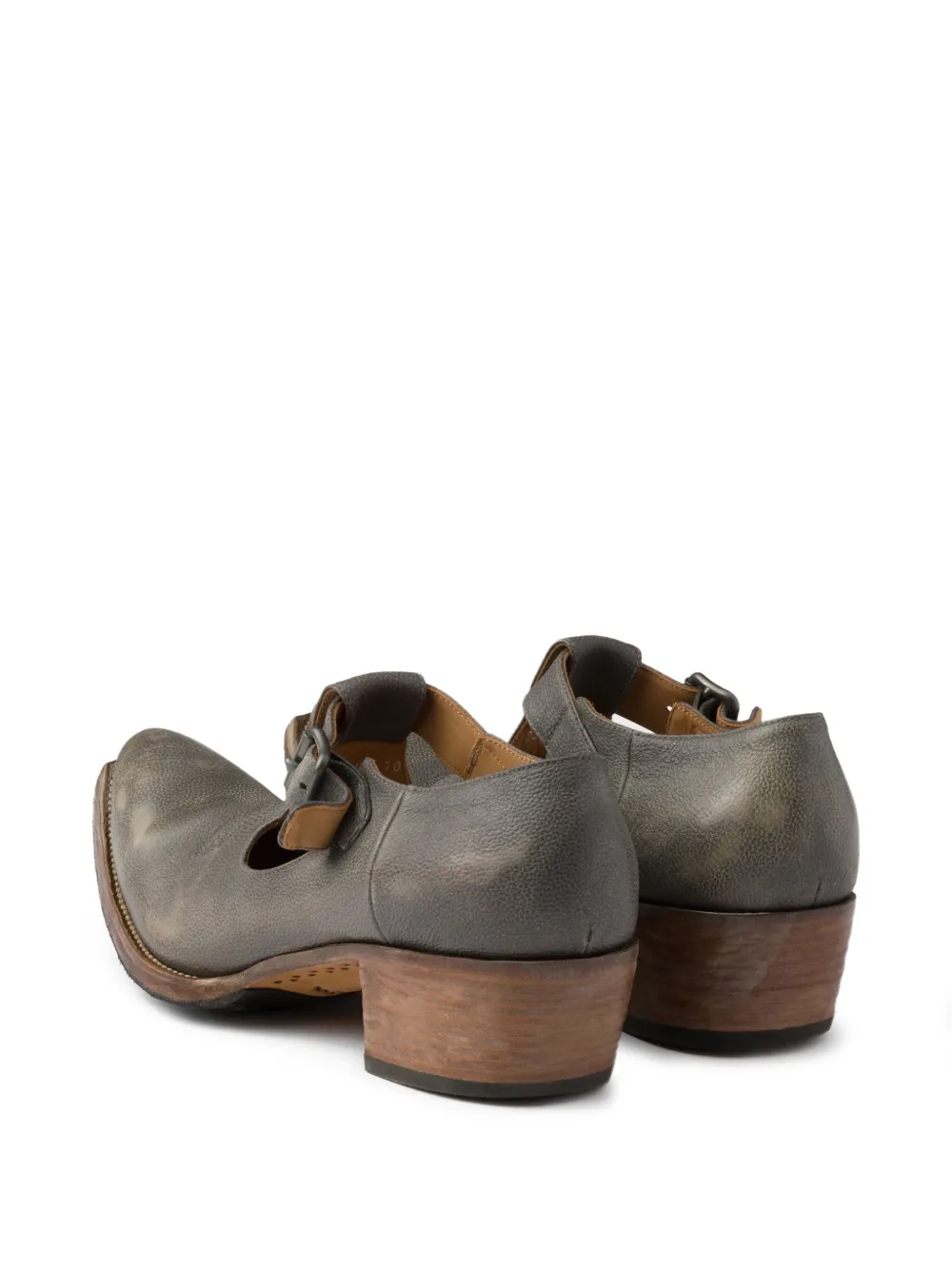 Prada buckle-detail leather loafers Grey