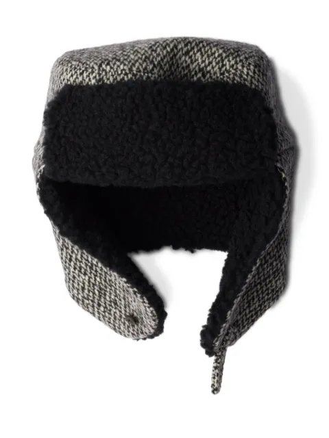 Prada hundtandsmönstrad jägarmössa i fleece