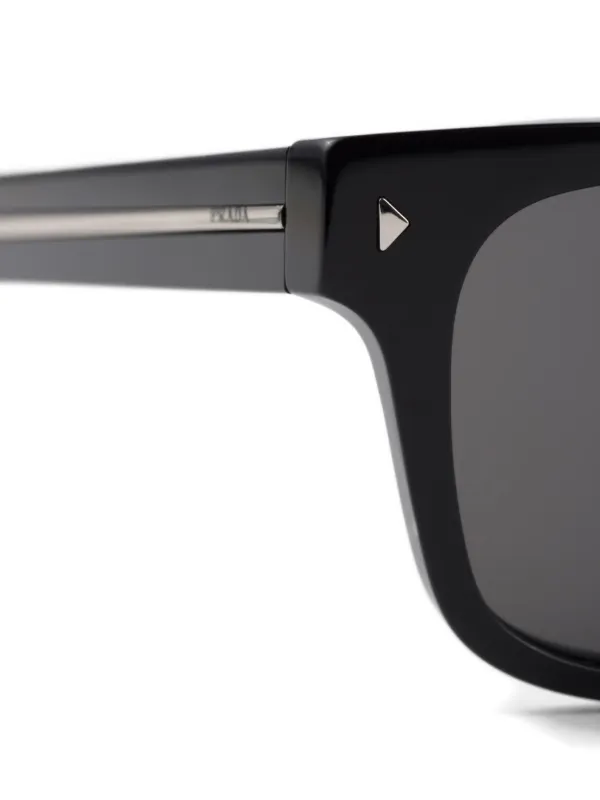 Prada Eyewear metal-plaque Square Sunglasses Black FARFETCH ID
