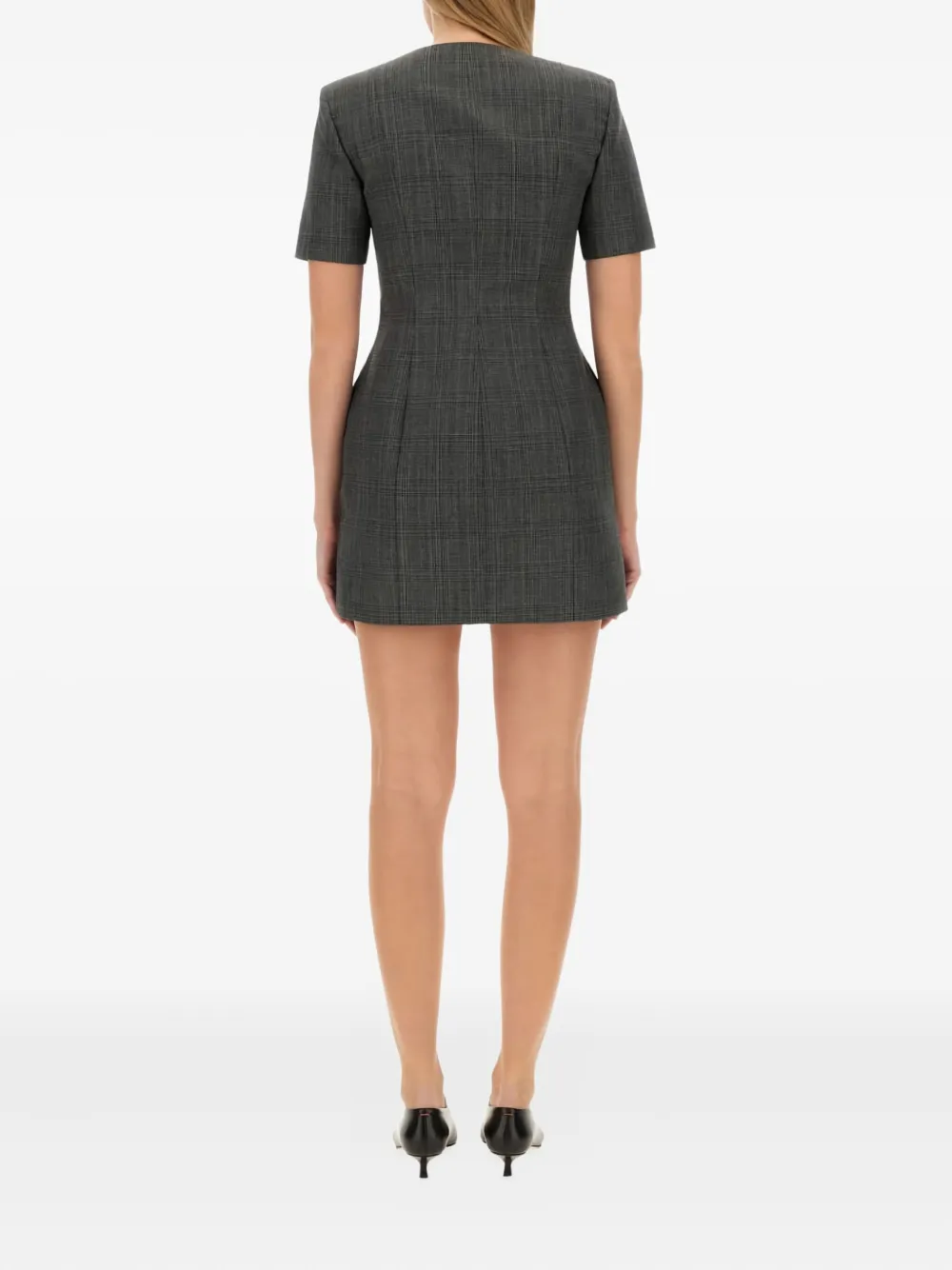 Msgm Zip-up Short-sleeve Mini Dress In Gray