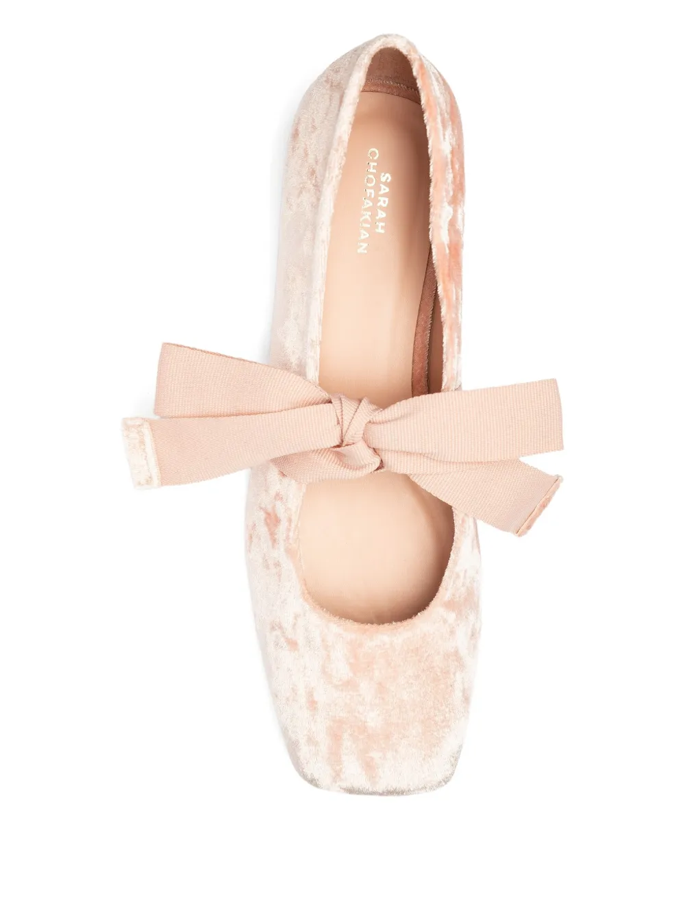 Sarah Chofakian Gris ballerina's verfraaid met strik Roze