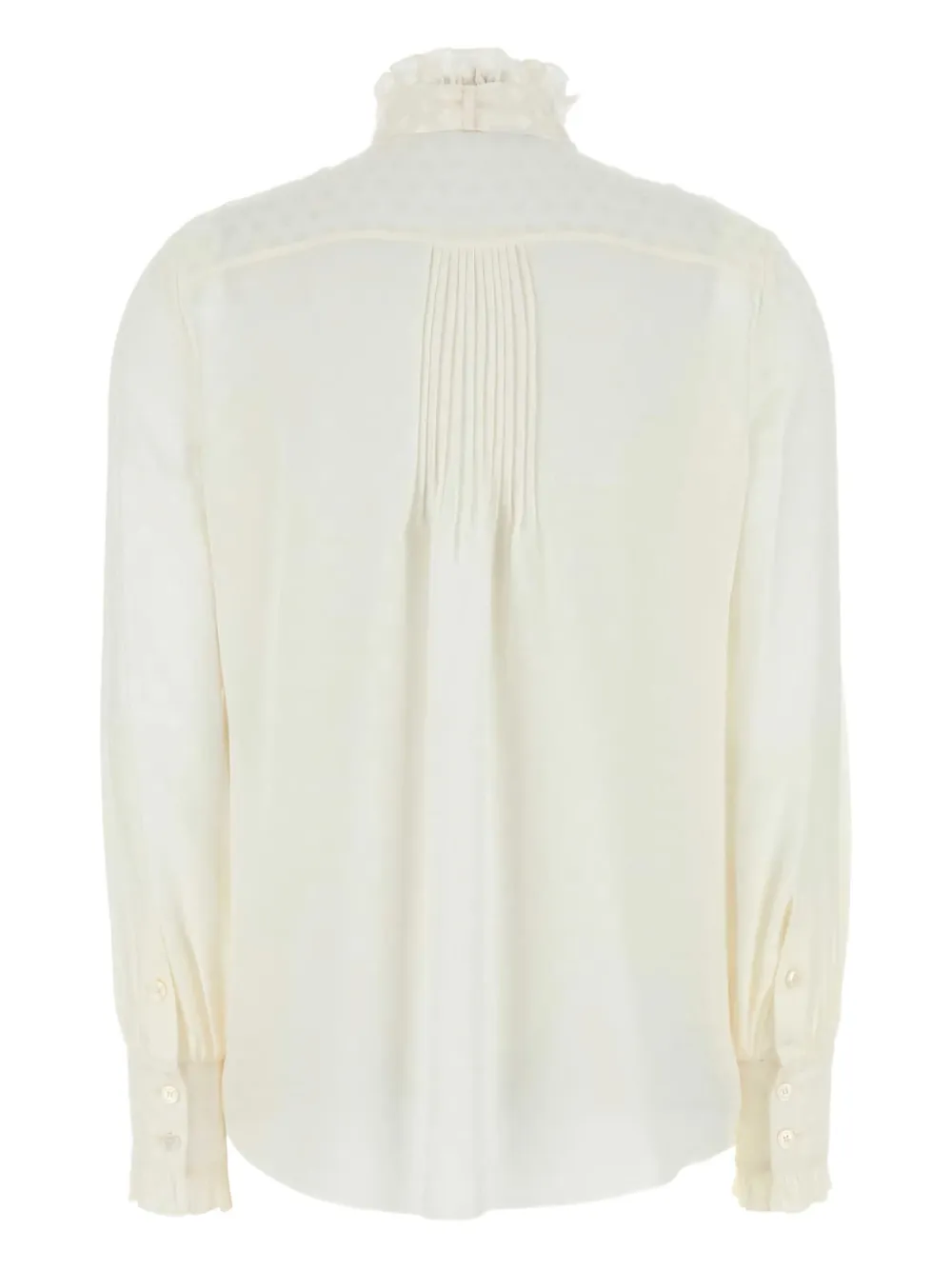 Valentino Garavani Zijden shirt met ruche hals Beige