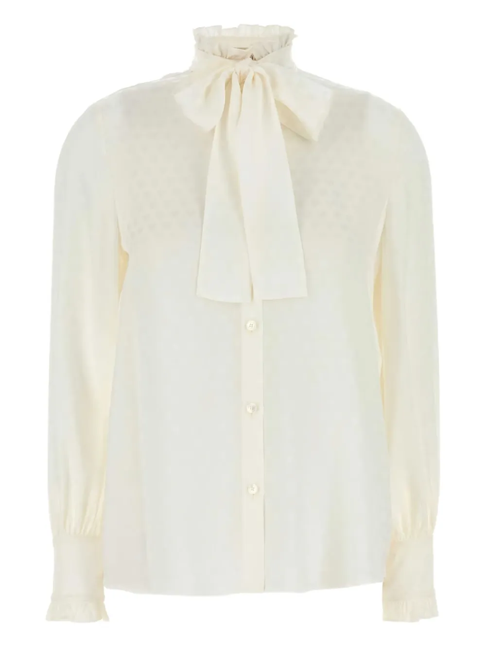 Valentino Garavani Zijden shirt met ruche hals Beige