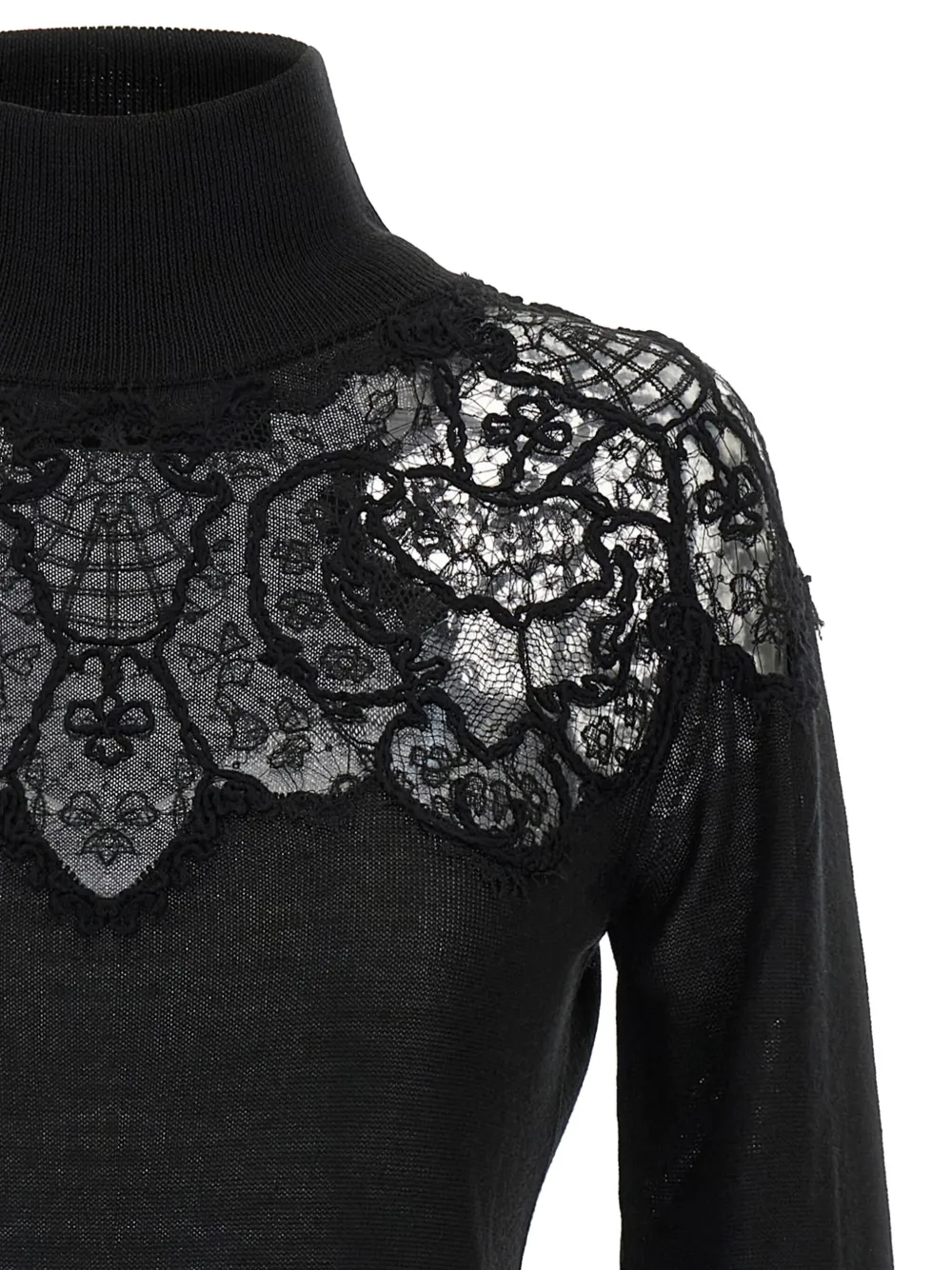 Ermanno Scervino Trui met hoge hals en kant Zwart