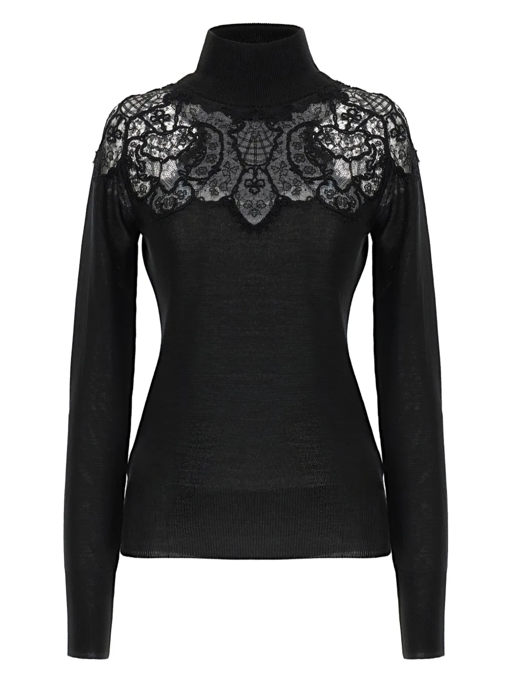 Ermanno Scervino Trui met hoge hals en kant Zwart