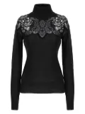 Ermanno Scervino lace-insert high-neck sweater - Black