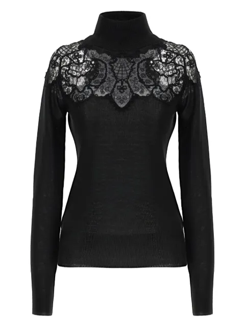 Ermanno Scervino lace-insert high-neck sweater
