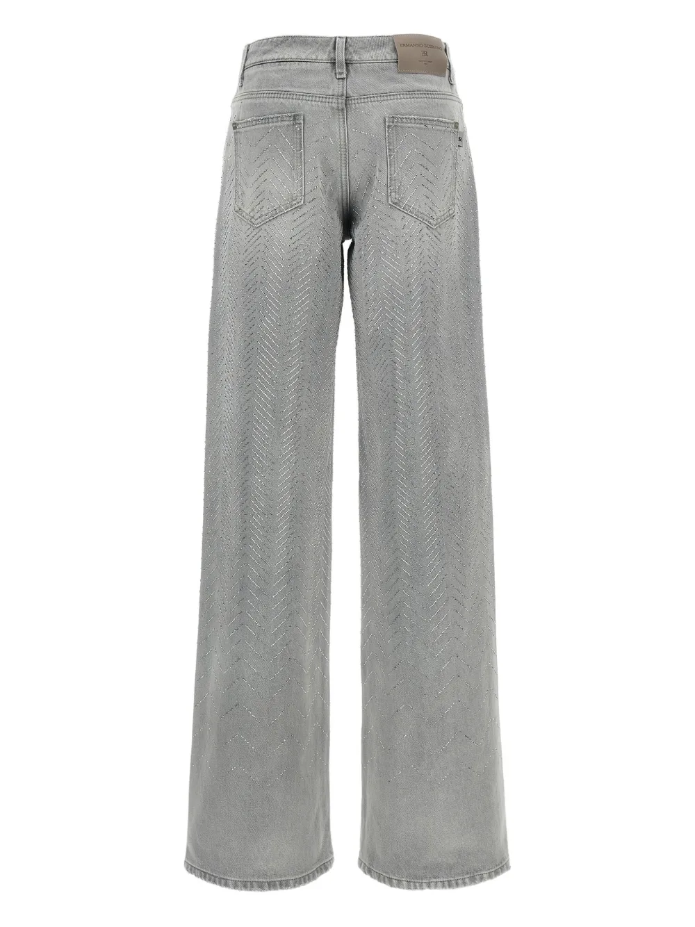 Ermanno Scervino Katoenen jeans met stras chevron streep Grijs
