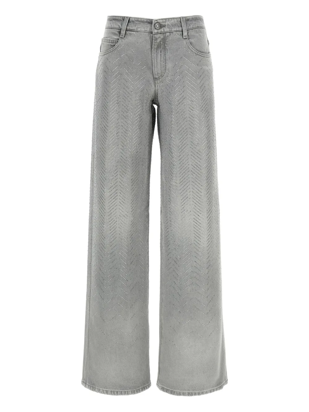 Ermanno Scervino Katoenen jeans met stras chevron streep Grijs