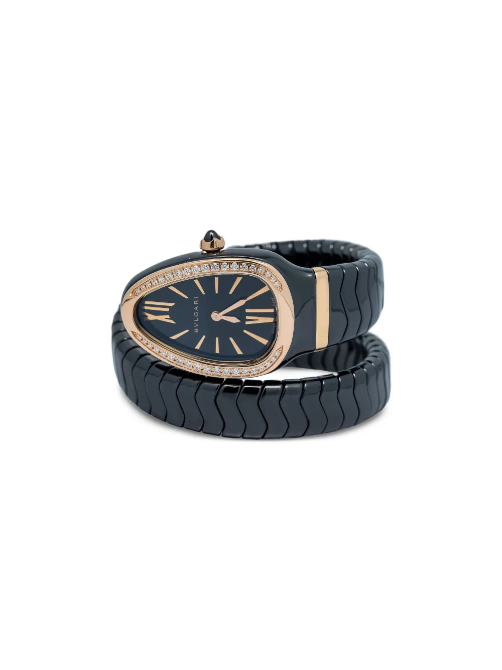 Bvlgari Pre-Owned 18K rose gold Serpenti diamond 25mm | Black | Image 1