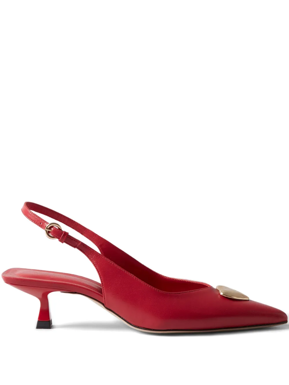 Claudie Pierlot 30mm heart-plaque slingback pumps - Rosso