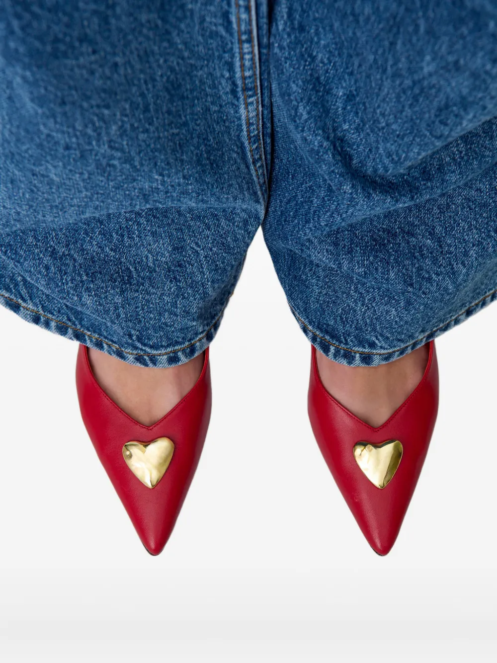 30mm Heart-Plaque Slingback Pumps