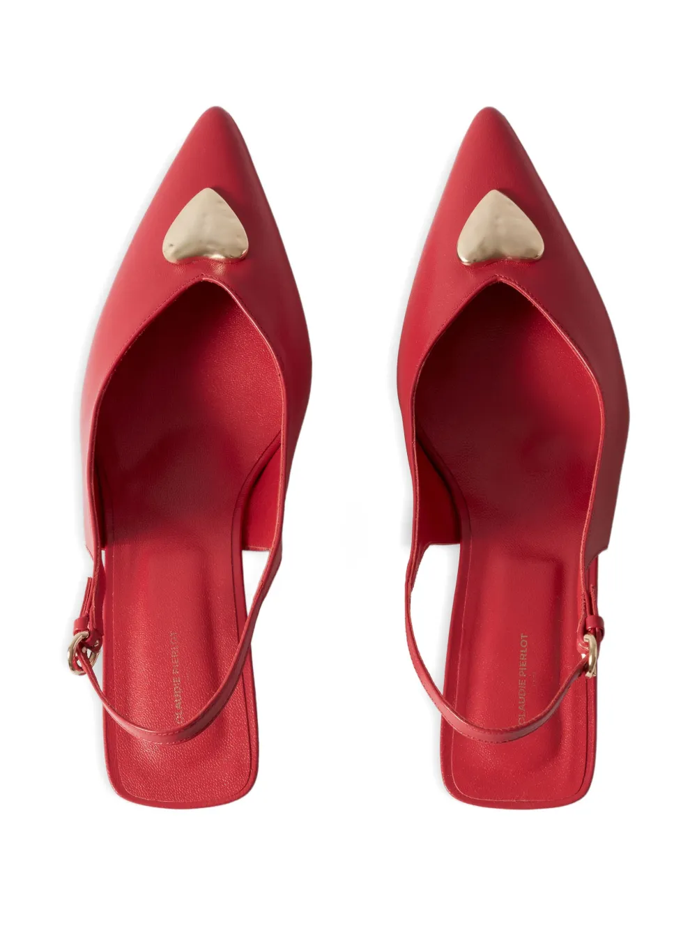 30mm Heart-Plaque Slingback Pumps