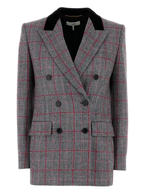 Chloé check-pattern wool blazer