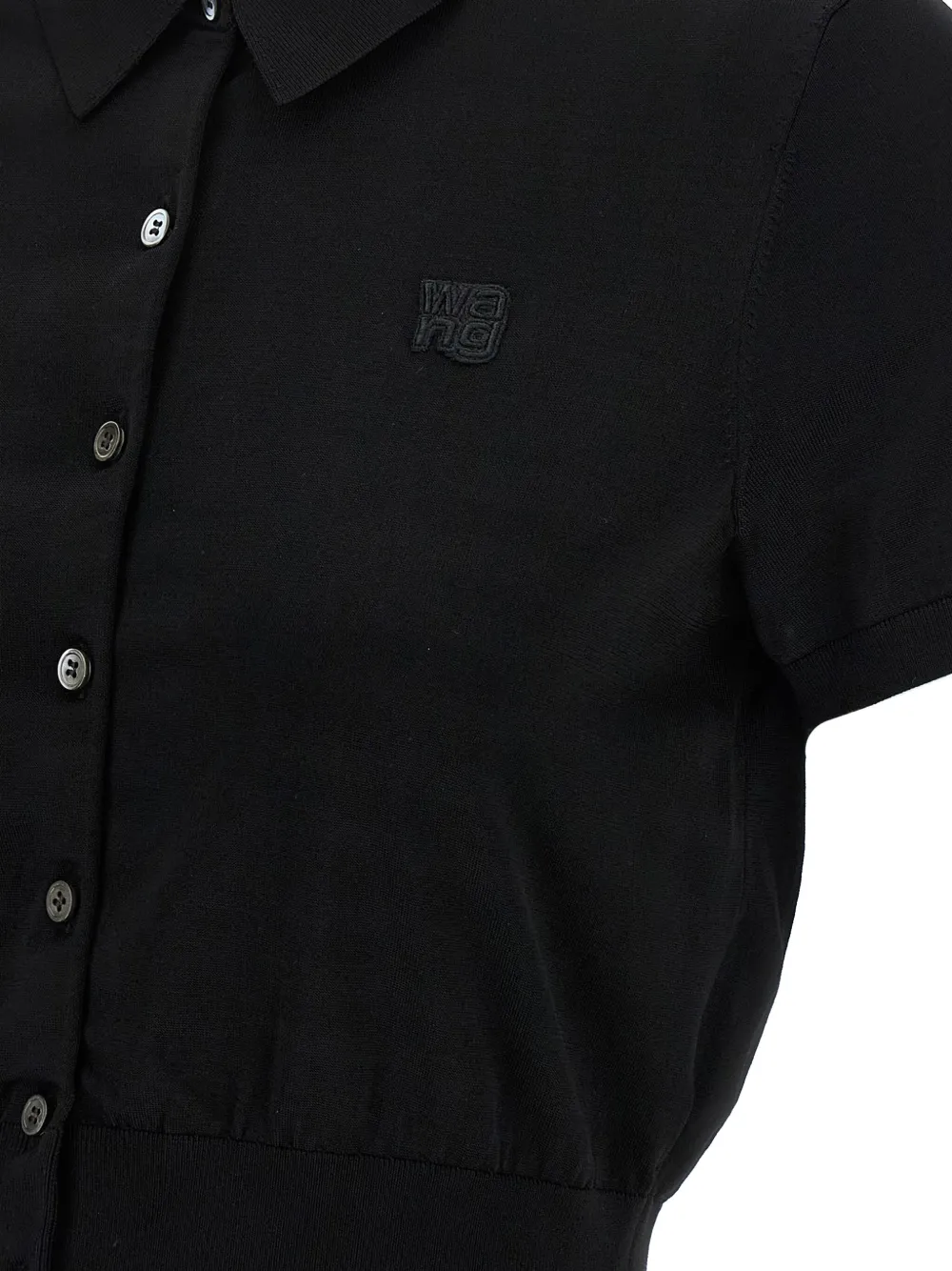 Alexander Wang Overhemd met geborduurd logo en korte mouwen Zwart