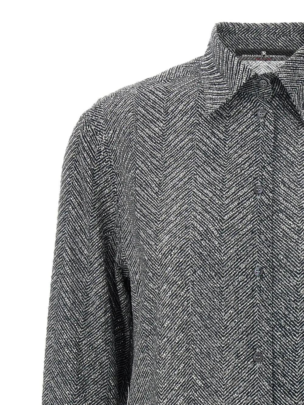 Ermanno Scervino Blouse verfraaid met stras en visgraatpatroon Grijs