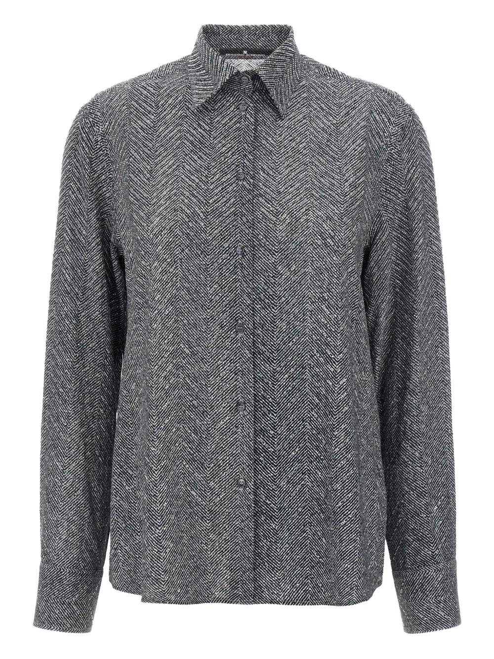 Ermanno Scervino Blouse verfraaid met stras en visgraatpatroon Grijs