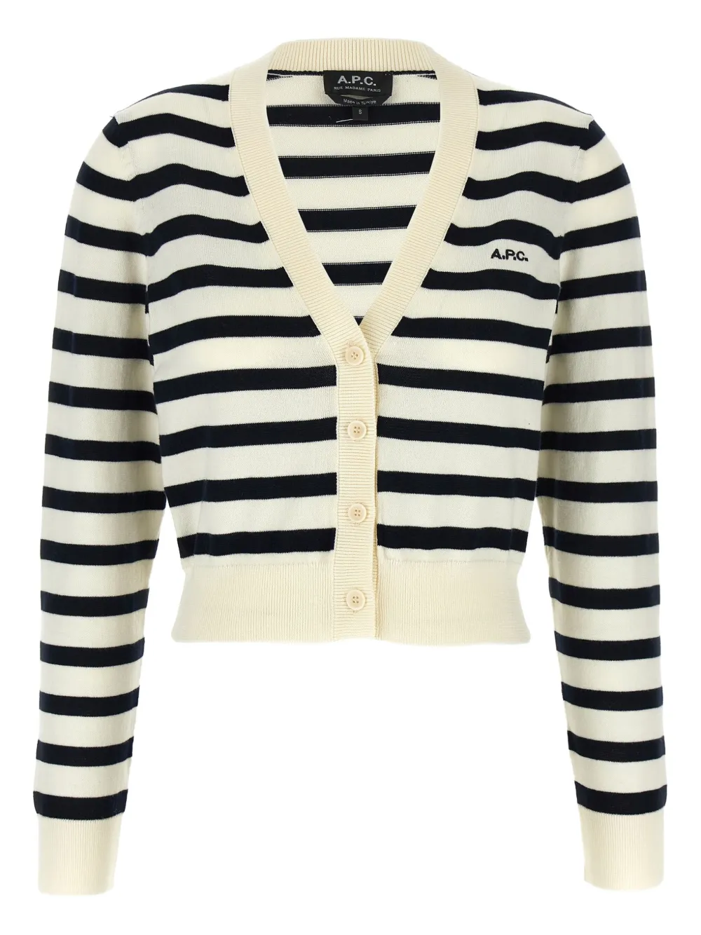 Apc Striped Pattern Knitwear Cardigan With Ribbed Cuffs In Multi